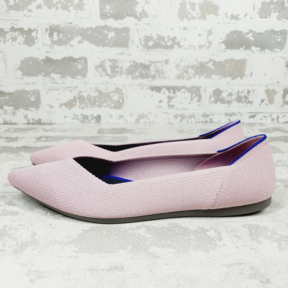 New Rothy's The Flat Pink Knit Pointy Toe Slip On Loafers W631